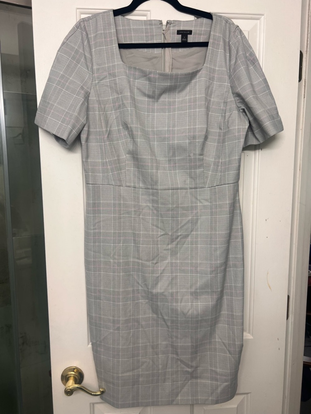 Ann Taylor Light Gray Plaid Dress
